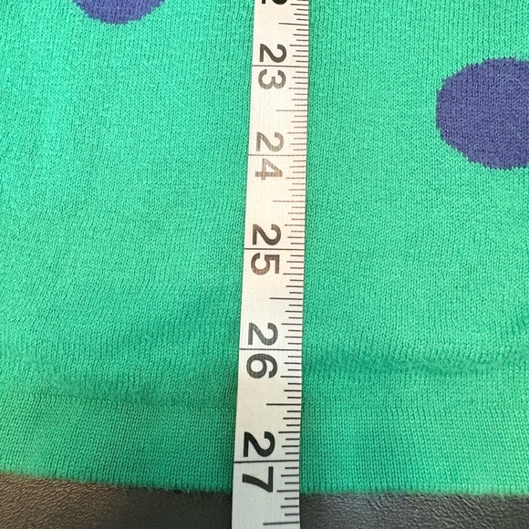 Quacker Factory Women L Sweater Green Blue Polka-Dot Cardigan With Attached Top - Picture 8 of 13